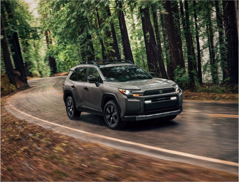 Toyota RAV4 HEV en camino rodeado de bosque
