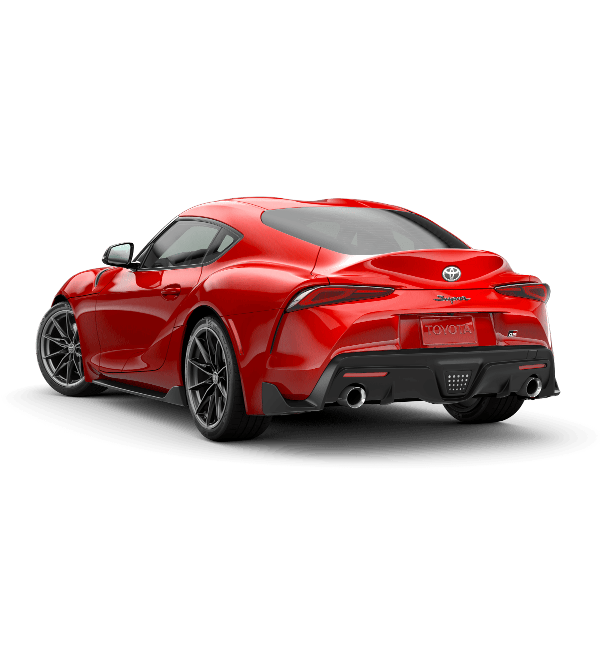 Vista trasera de Toyota Supra rojo